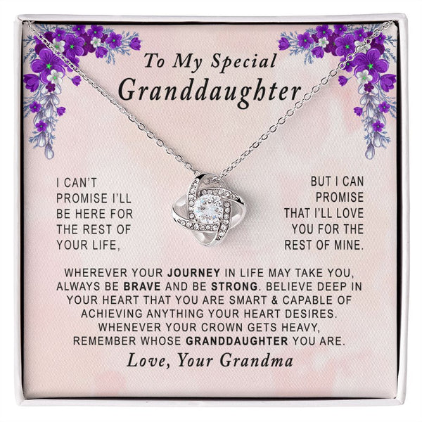 To My Special Granddaughter Love Knot Necklace Gift From Grandma