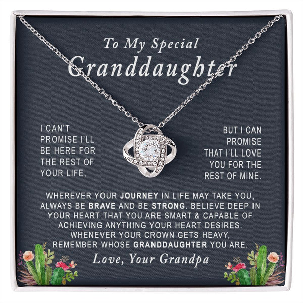 To My Special Granddaughter Love Knot Necklace Gift From Grandpa
