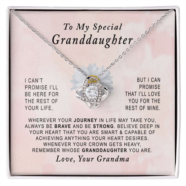 To My Special Granddaughter Love Knot Necklace Gift From Grandma