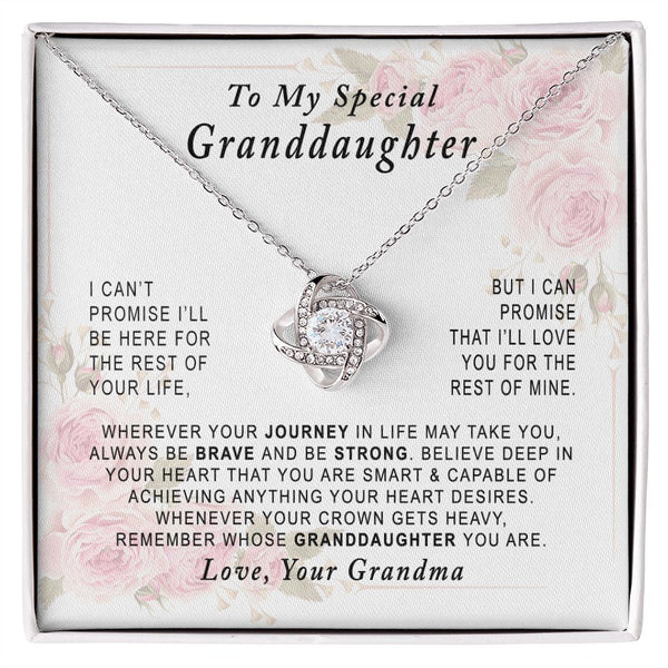 To My Special Granddaughter Love Knot Necklace Gift From Grandma