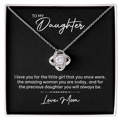 MC022 To My Daughter I Love You Love Knot Necklace Gift From Mom