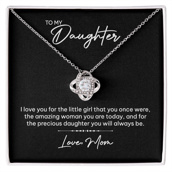 MC022 To My Daughter I Love You Love Knot Necklace Gift From Mom