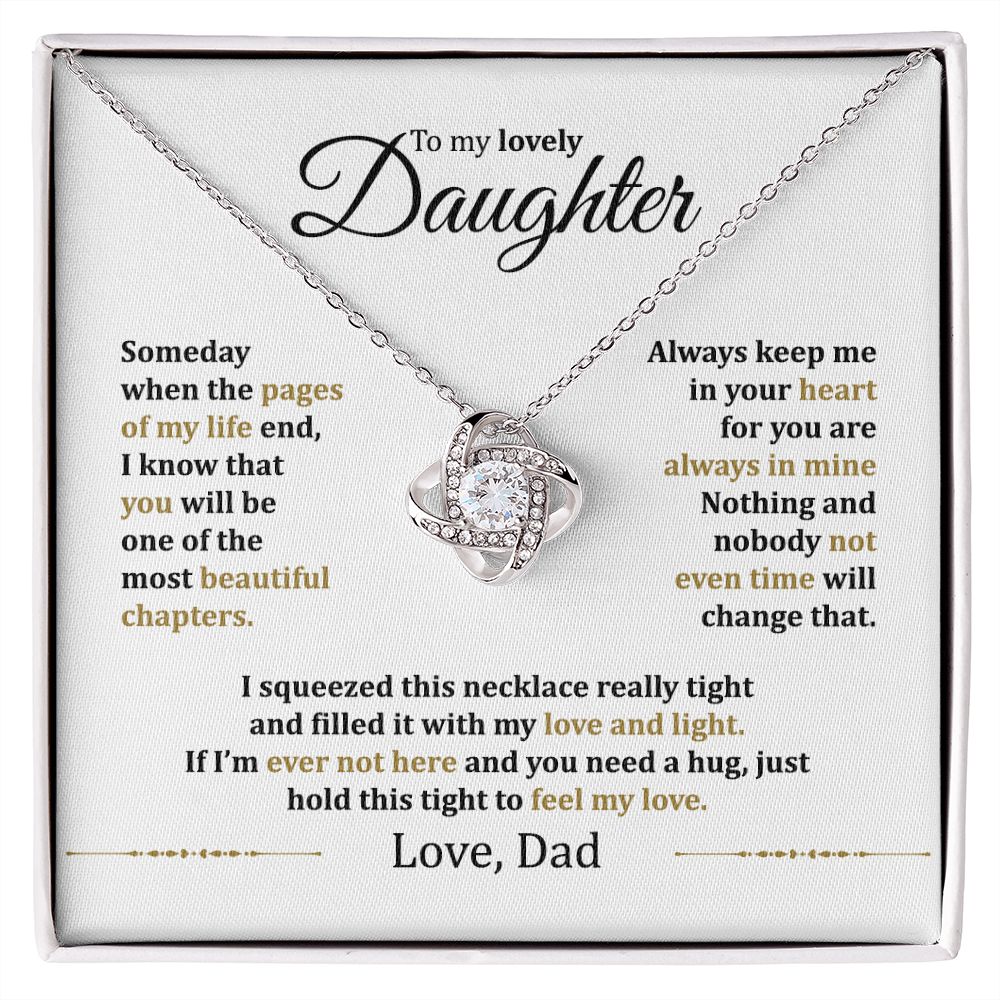 MC014 Daughter Hold This Tight To Feel My Love Love Knot Necklace Gift From Dad