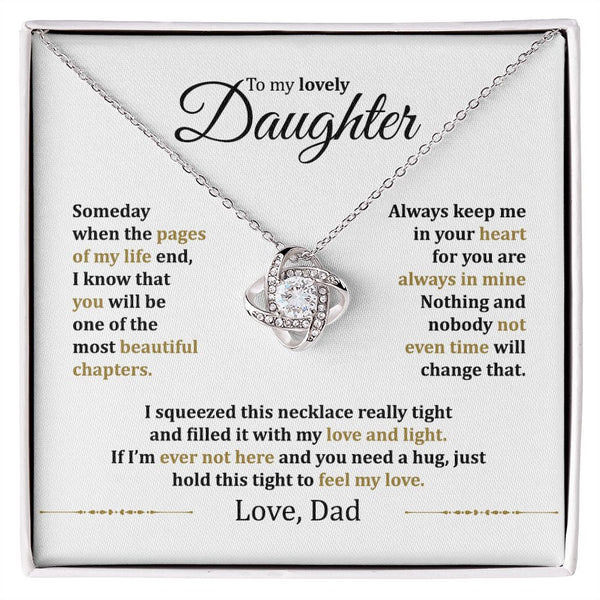 MC014 Daughter Hold This Tight To Feel My Love Love Knot Necklace Gift From Dad