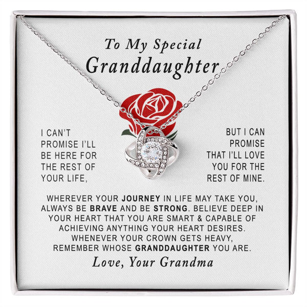 To My Special Granddaughter Love Knot Necklace Gift From Grandma