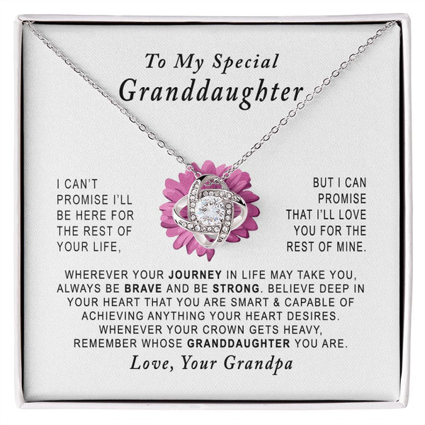 To My Special Granddaughter Love Knot Necklace Gift From Grandpa
