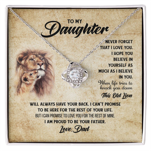 MC012 Daughter Never Forget That I Love You Love Knot Necklace Gift From Dad