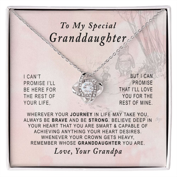 To My Special Granddaughter Love Knot Necklace Gift From Grandpa