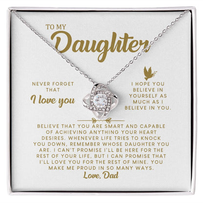 MC008 Daughter Never Forget That I Love You Love Knot Necklace Gift From Dad