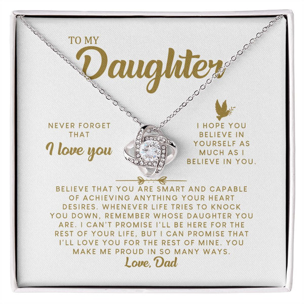 MC008 Daughter Never Forget That I Love You Love Knot Necklace Gift From Dad