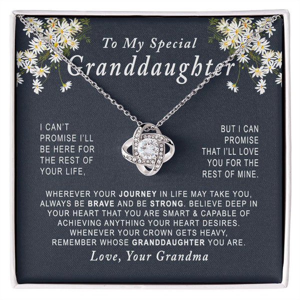 To My Special Granddaughter Love Knot Necklace Gift From Grandma