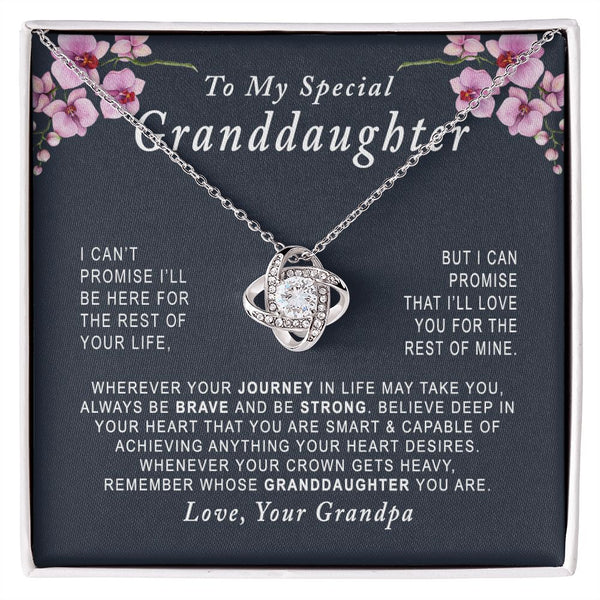 To My Special Granddaughter Love Knot Necklace Gift From Grandpa