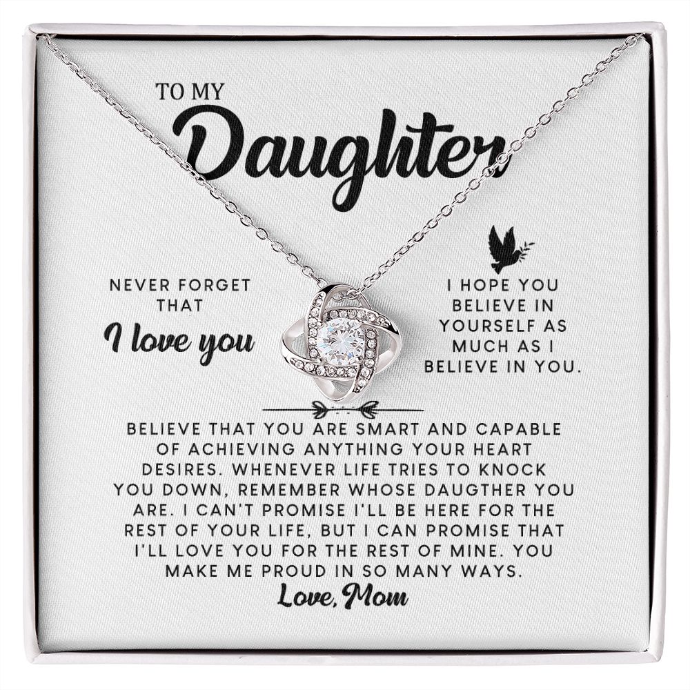MC007 Daughter Never Forget That I Love You Love Knot Necklace Gift From Mom