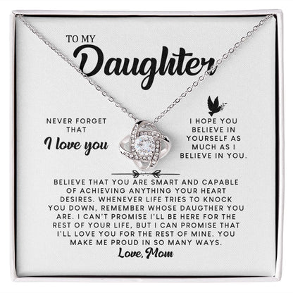 MC007 Daughter Never Forget That I Love You Love Knot Necklace Gift From Mom