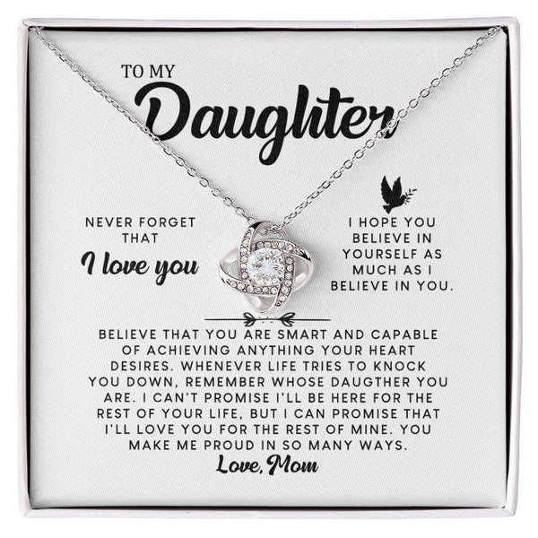 MC007 Daughter Never Forget That I Love You Love Knot Necklace Gift From Mom