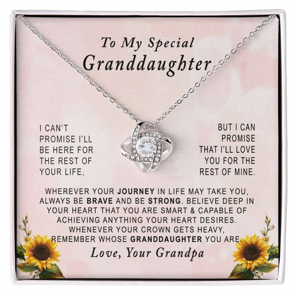 To My Special Granddaughter Love Knot Necklace Gift From Grandpa