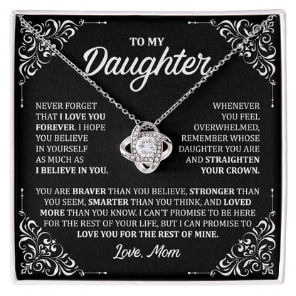 MC029 To My Daughter Never Forget That I Love You Love Knot Necklace Gift From Mom