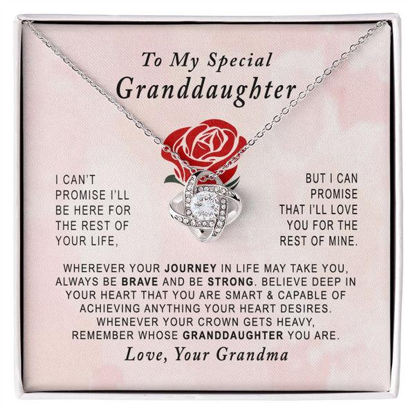 To My Special Granddaughter Love Knot Necklace Gift From Grandma