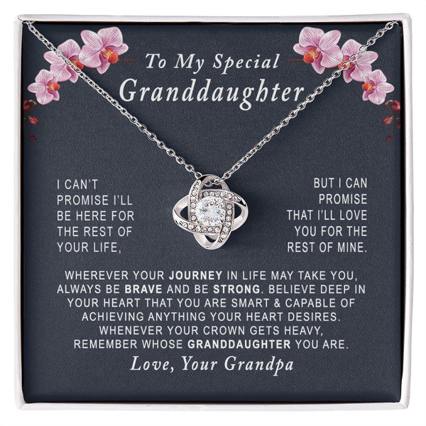 To My Special Granddaughter Love Knot Necklace Gift From Grandpa