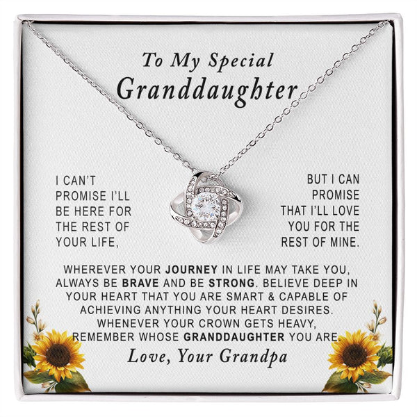 To My Special Granddaughter Love Knot Necklace Gift From Grandpa