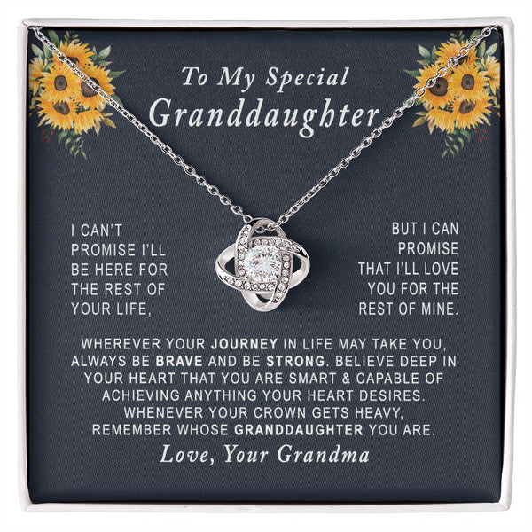 To My Special Granddaughter Love Knot Necklace Gift From Grandpa