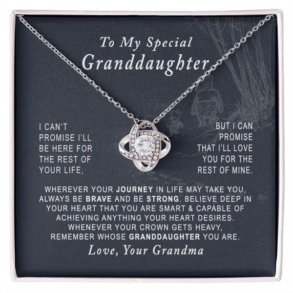 To My Special Granddaughter Love Knot Necklace Gift From Grandma