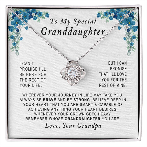 To My Special Granddaughter Love Knot Necklace Gift From Grandpa