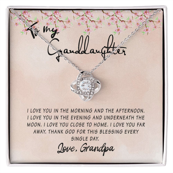 To My Granddaughter Love Knot Necklace Gift From Grandpa