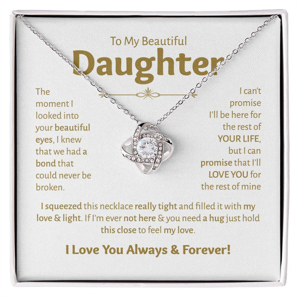 MC004 To My Beautiful Daughter I Love You Always and Forever Love Knot Necklace Gift