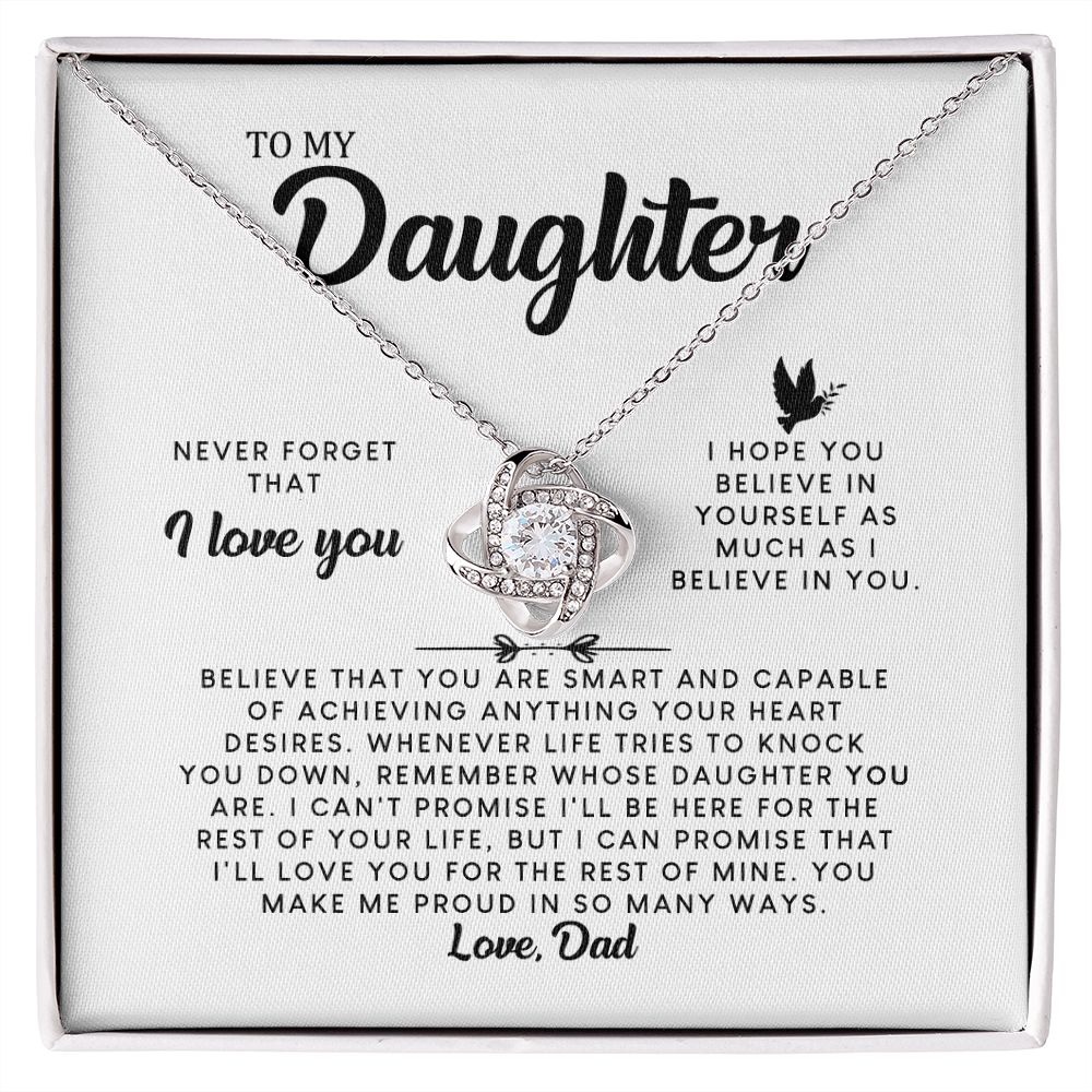 MC006 Daughter Never Forget That I Love You Love Knot Necklace Gift From Dad