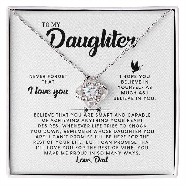 MC006 Daughter Never Forget That I Love You Love Knot Necklace Gift From Dad