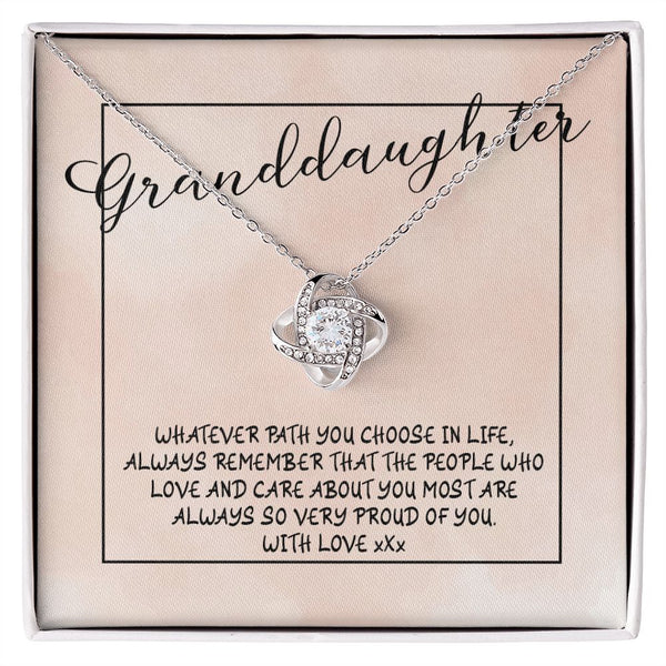 To My Granddaughter Love Knot Necklace Gift From Grandpa or Grandma