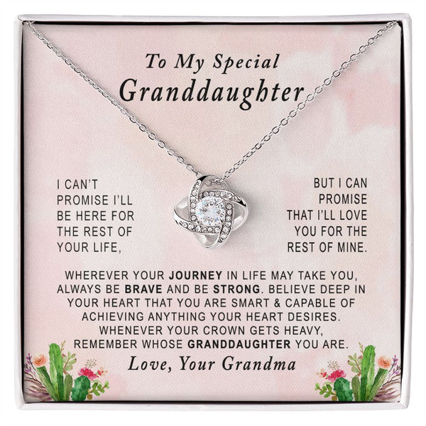 To My Special Granddaughter Love Knot Necklace Gift From Grandma