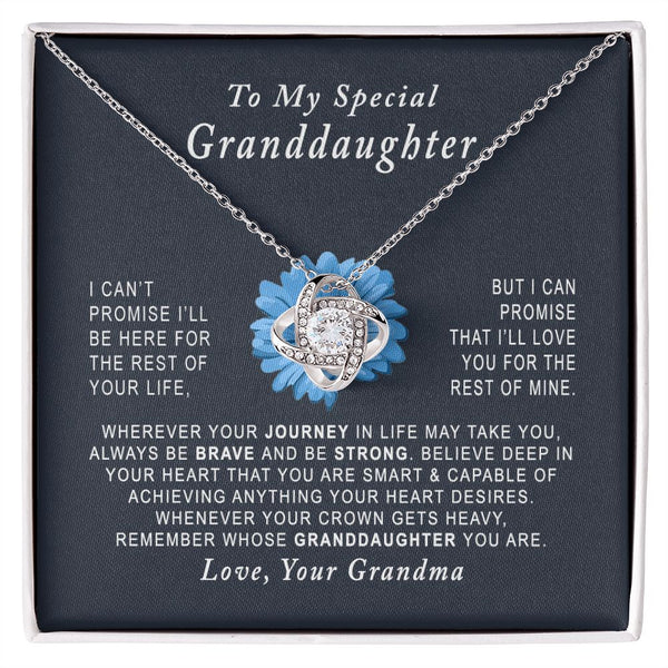 To My Special Granddaughter Love Knot Necklace Gift From Grandma