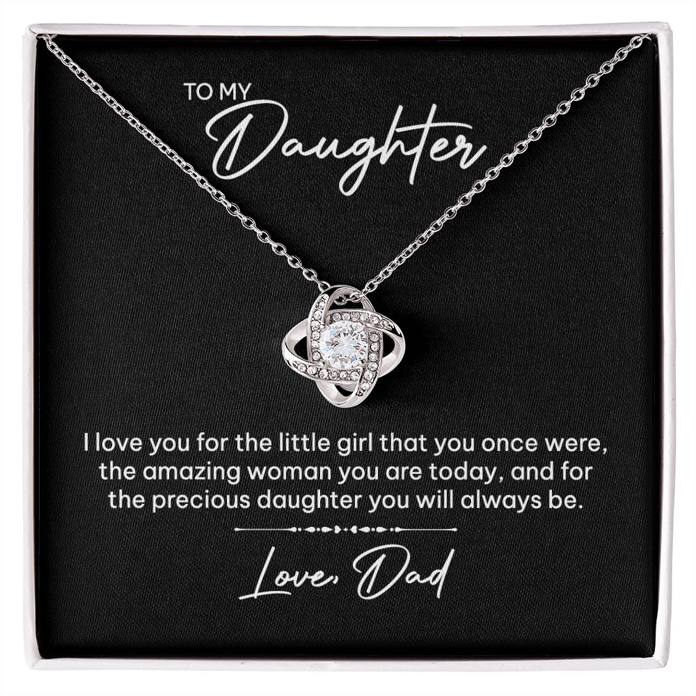 MC023 To My Daughter I Love You Love Knot Necklace Gift From Dad