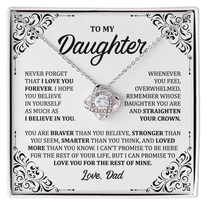 MC011 Daughter I Love You Forever Love Knot Necklace Gift From Dad