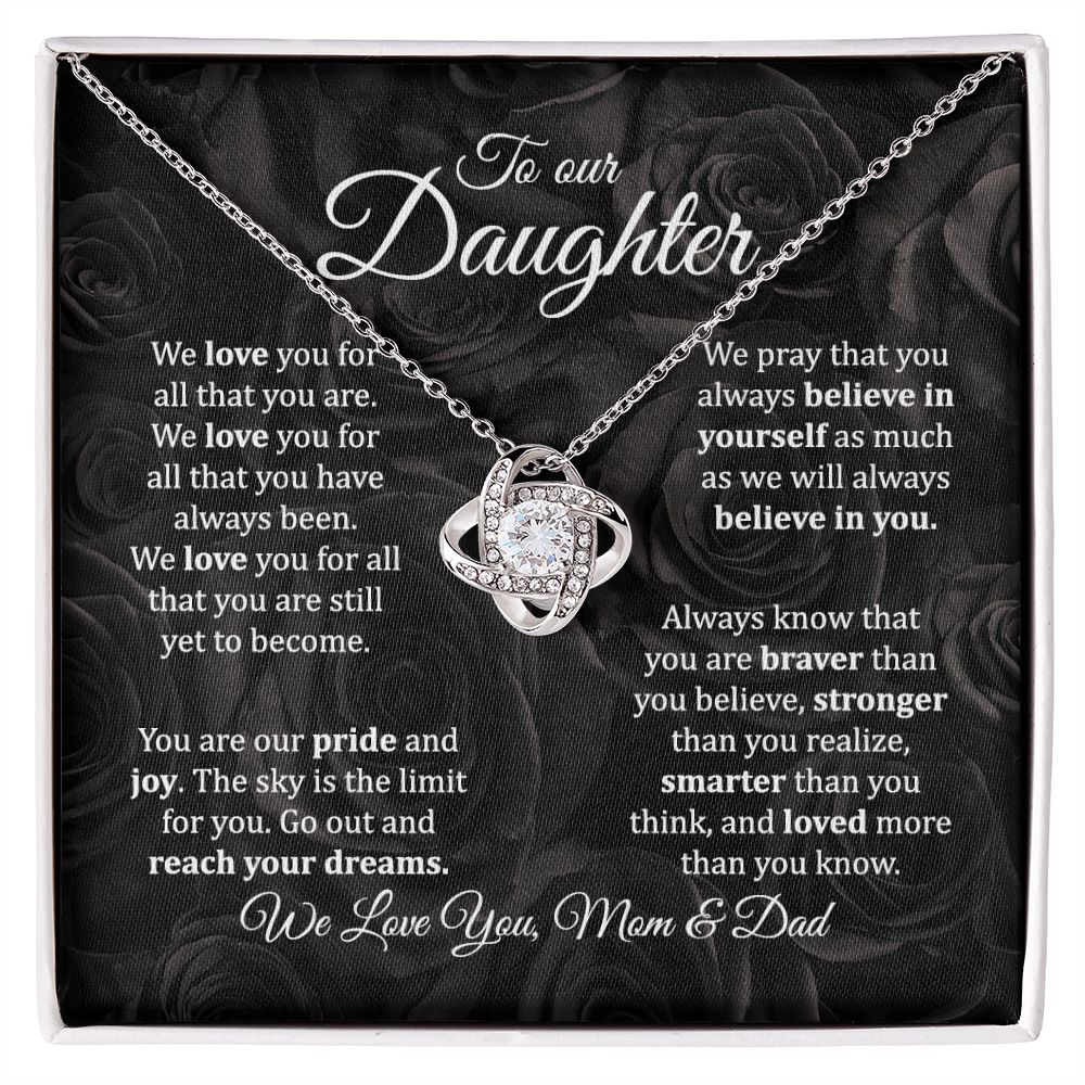 MC019 To Our Daughter We Love You Love Knot Necklace Gift