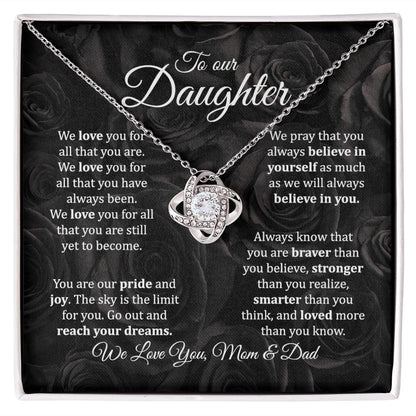 MC019 To Our Daughter We Love You Love Knot Necklace Gift