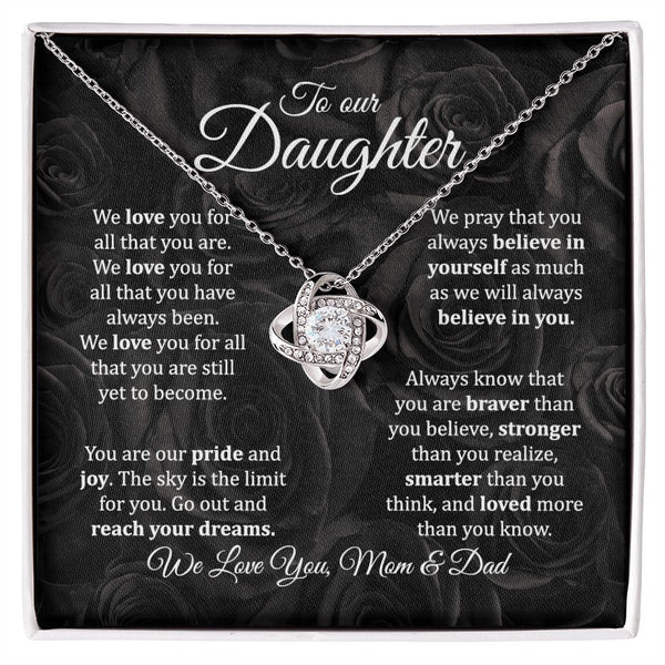 MC019 To Our Daughter We Love You Love Knot Necklace Gift
