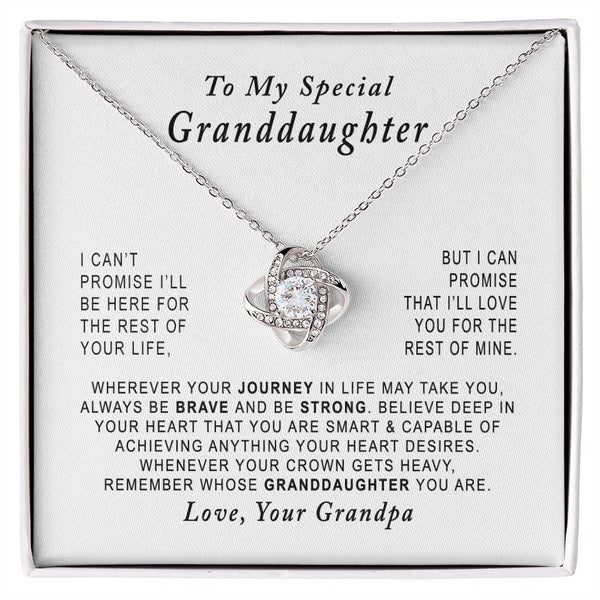To My Special Granddaughter Love Knot Necklace Gift From Grandpa