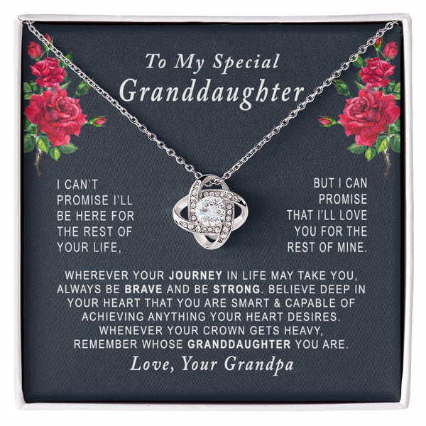 To My Special Granddaughter Love Knot Necklace Gift From Grandpa