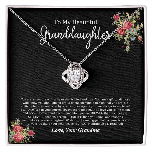 To My Granddaughter Love Knot Necklace Gift From Grandma