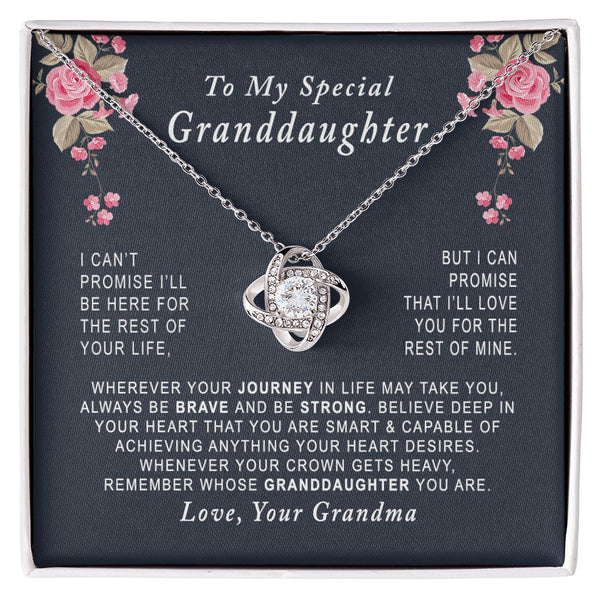 To My Special Granddaughter Love Knot Necklace Gift From Grandma