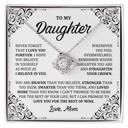 MC011 Daughter I Love You Forever Love Knot Necklace Gift From Mom