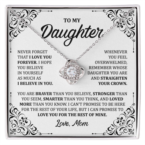 MC011 Daughter I Love You Forever Love Knot Necklace Gift From Mom