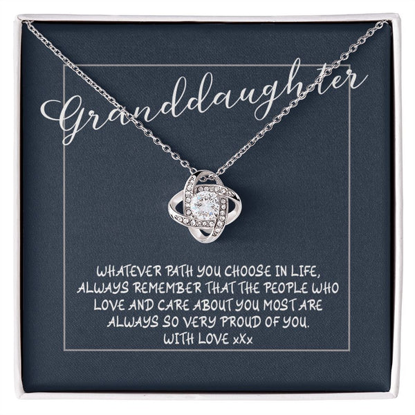 To My Granddaughter Love Knot Necklace Gift From Grandpa or Grandma 