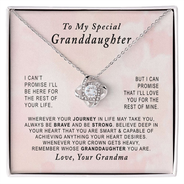 To My Special Granddaughter Love Knot Necklace Gift From Grandma