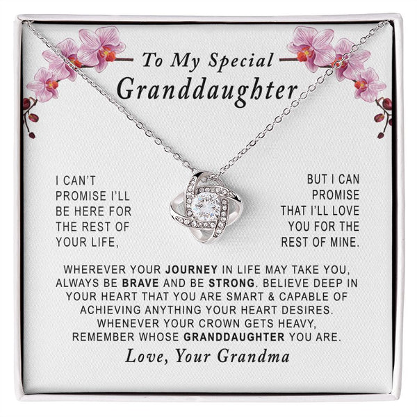 To My Special Granddaughter Love Knot Necklace Gift From Grandma