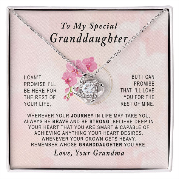 To My Special Granddaughter Love Knot Necklace Gift From Grandma