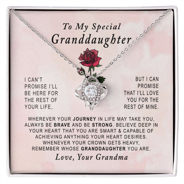 To My Special Granddaughter Love Knot Necklace Gift From Grandma
